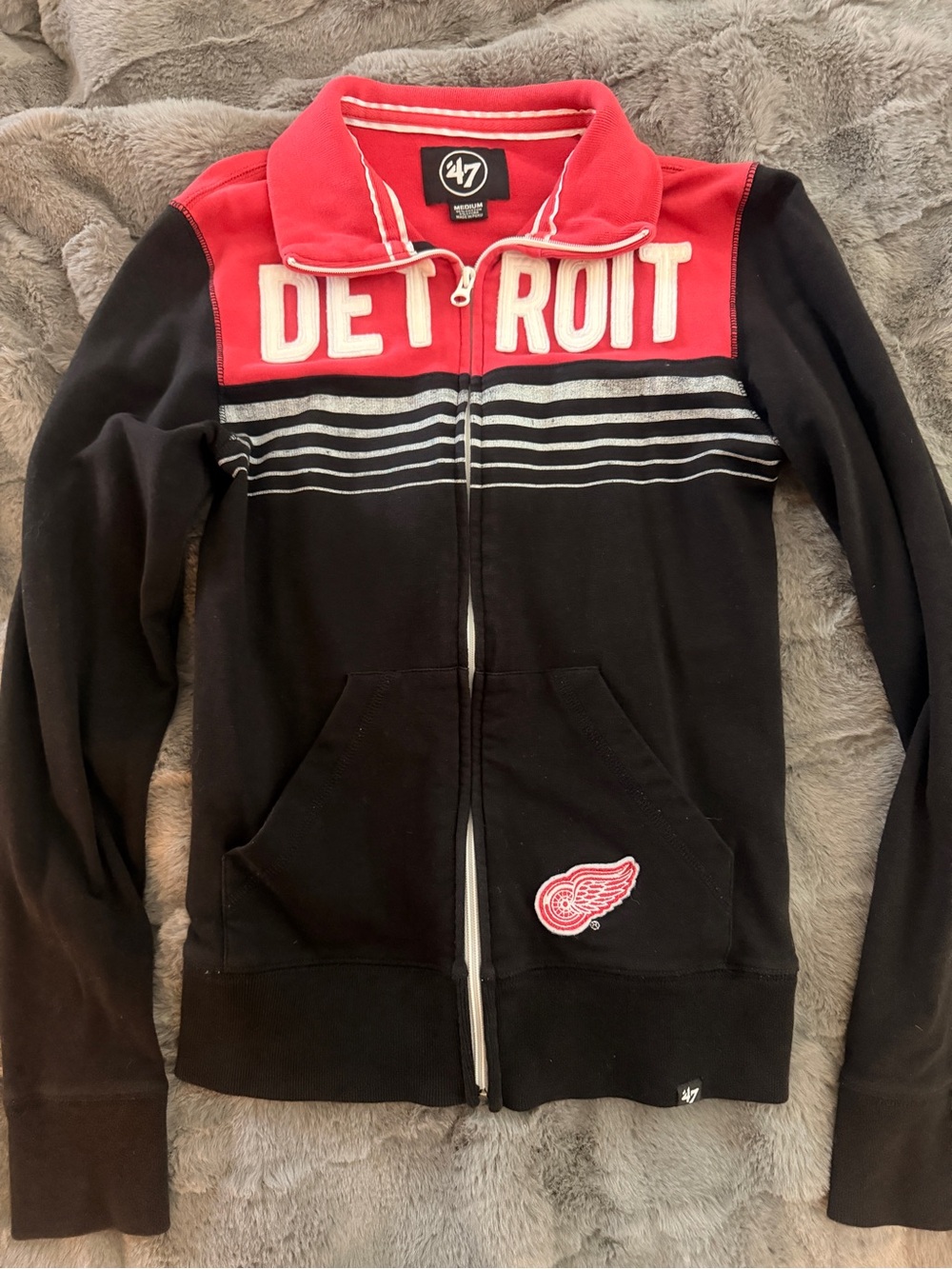 47 Womens Detroit Red & Black Zip-Up Jacket